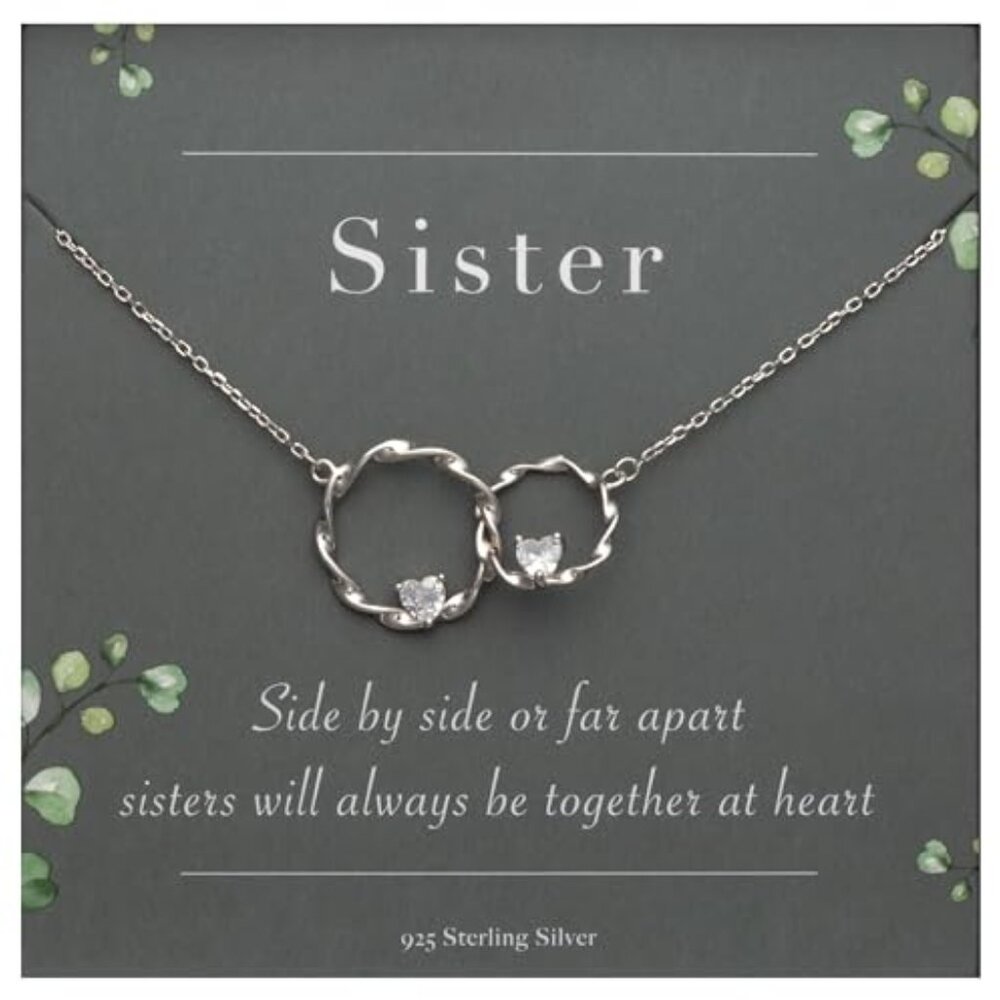 Sterling Silver Interlocking Circle Necklace Eleg… - image 2